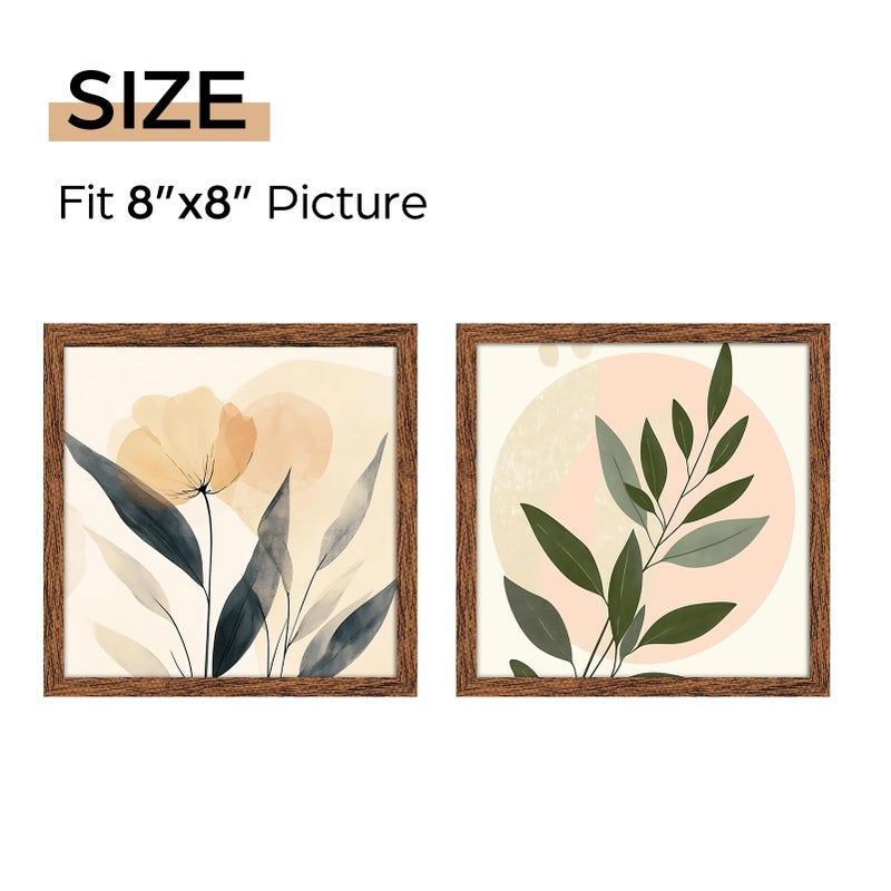 جيفت جاردن إطار صورة Giftgarden مقاس 8x8 بلون الجوز البني، إطار صورة مربع رفيع مقاس 8 × 8 لعرض جدار المعرض على سطح الطاولة، فردي - Image 2